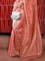 Women's kanjivaram banarasi silk saree Zari Woven for festival Wedding silk with rich pallu Design sarees for women with Unstitched blouse piece - Image 4